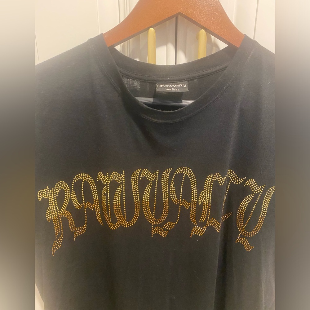 Black Crystal T-Shirt with Skull and Flames - Picture 2 of 4